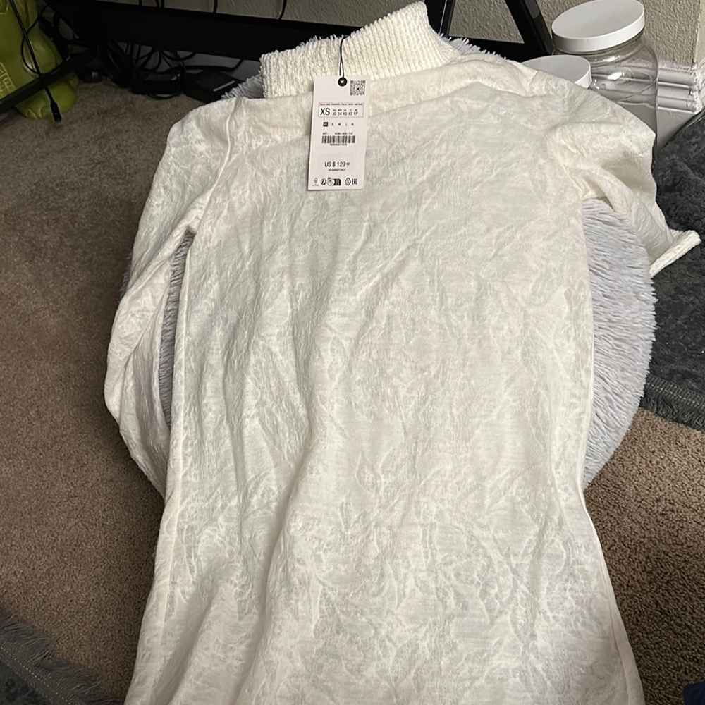 Zara Ivory Textured Knit Top